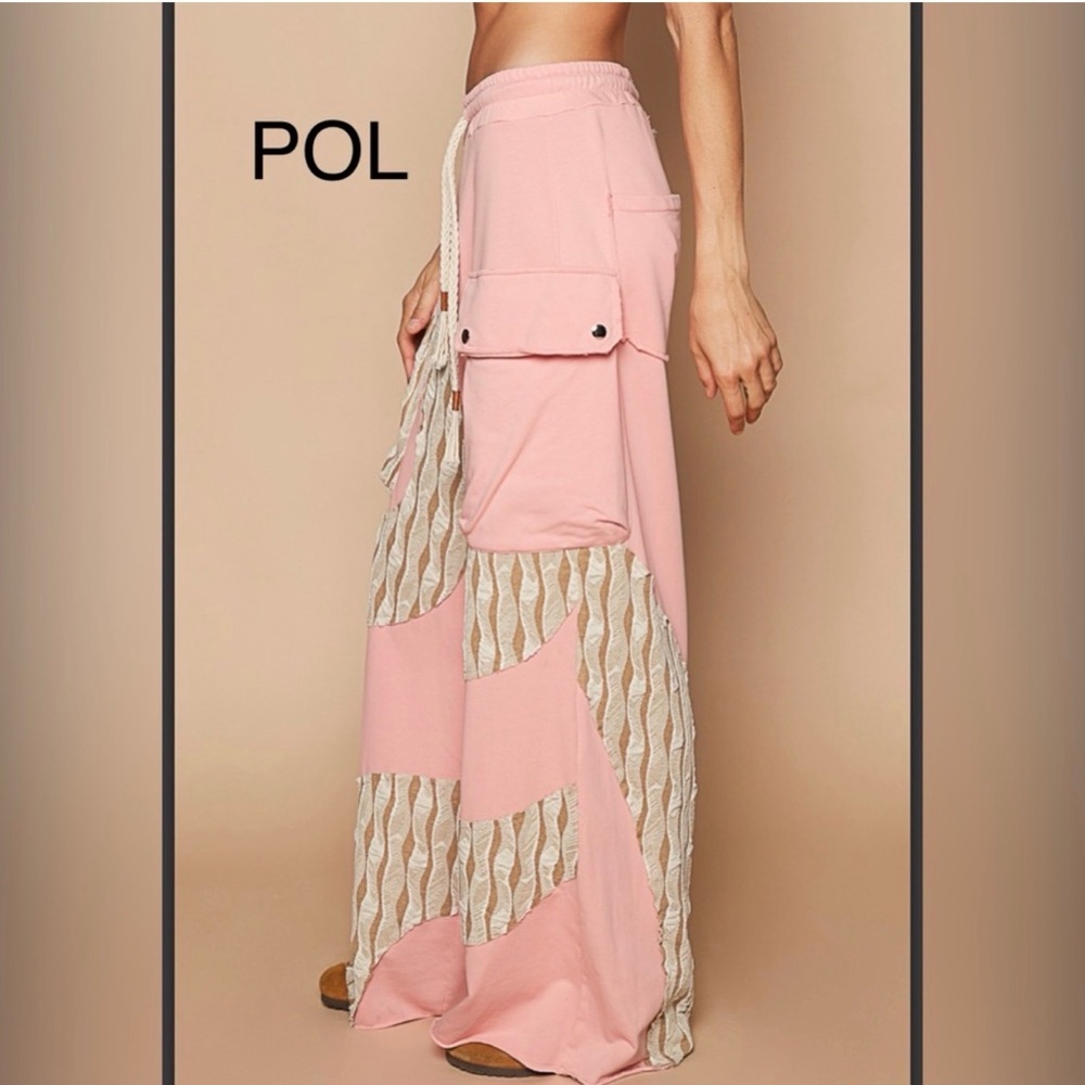 POL 2 piece Outfit, Pink, Cream, and Green Bomber Jacket and Pant, Size Medium - Picture 11 of 16